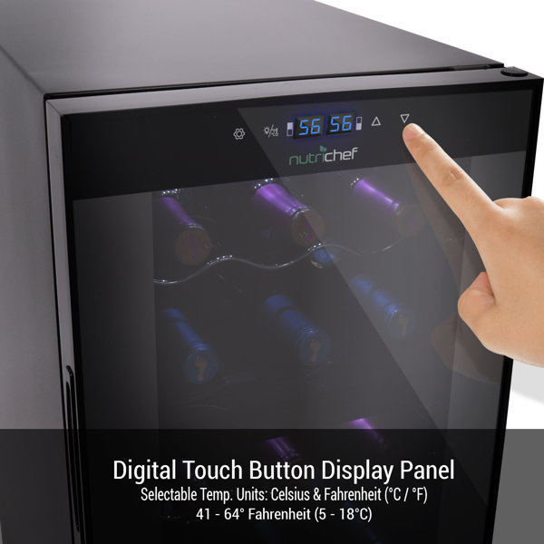 NutriChef 19.3'' 18 Bottle Dual Zone Wine Refrigerator Wayfair